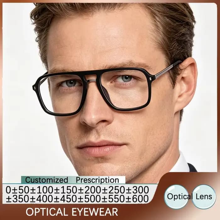 Lunettes de vue rectangulaires rétro pour hommes