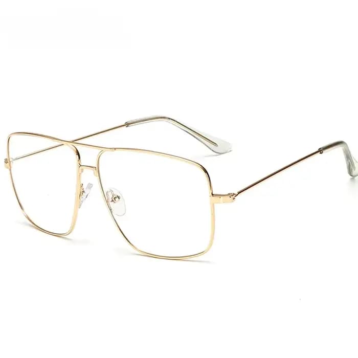 Lunettes de soleil vintage à monture carrée dorée pour hommes et femmes