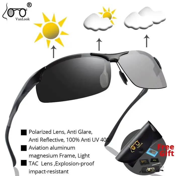 Lunettes de soleil photochromiques polarisées pour hommes