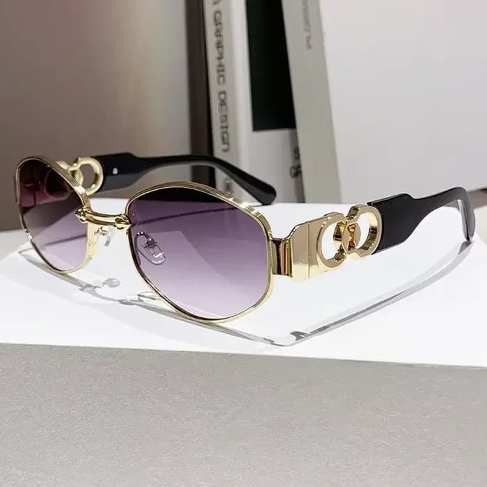 Lunettes de soleil métalliques punk à grande monture
