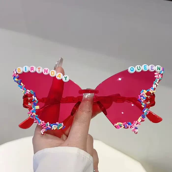 KAMMPT lunettes de soleil en forme de papillon avec arrose femmes mode cadeau d'anniversaire décor nuances