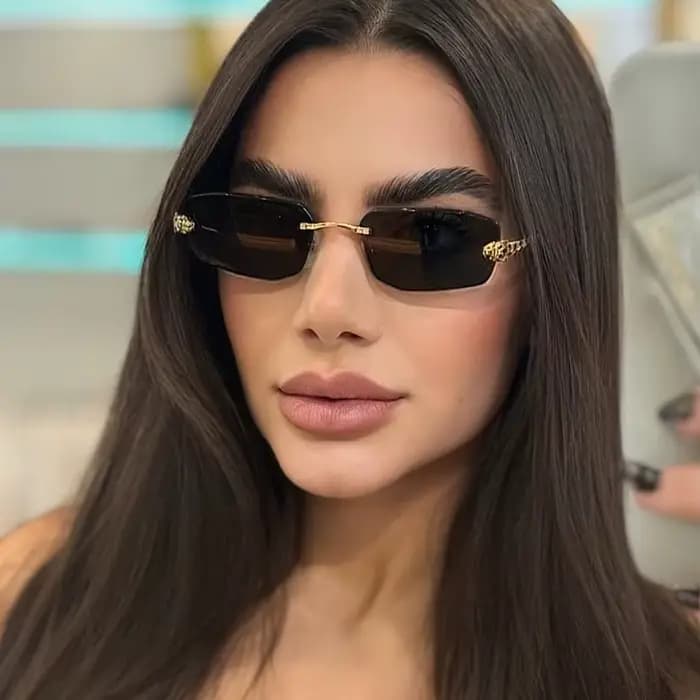 Lunettes de soleil sans monture tête de léopard pour femmes et hommes