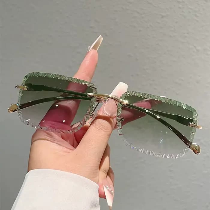 Lunettes de soleil carrées sans monture pour hommes