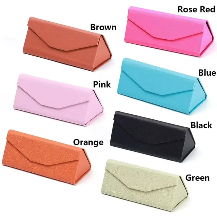 Boîte à lunettes triangulaire pliable unisexe à motif croisé couleur bonbon