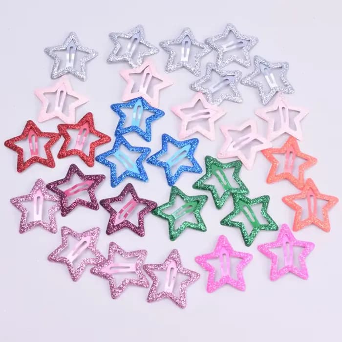 Lot de 20 mini pinces à cheveux étoile de 3 cm pour enfants, barrettes en métal scintillantes, accessoires pour cheveux de filles, outils de coiffure