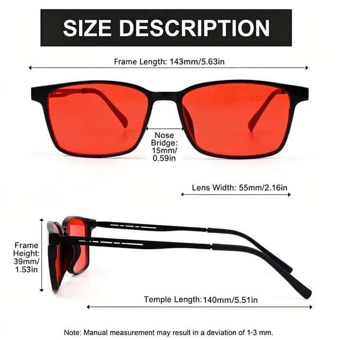 Lunettes anti-lumière bleue et verte à verres orange, pour réduire la fatigue oculaire S69