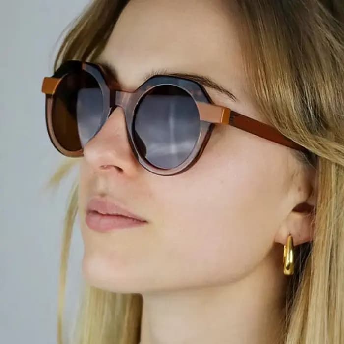 Ins populaire mode ronde femmes Punk lunettes de soleil rétro Rivets hommes tendance