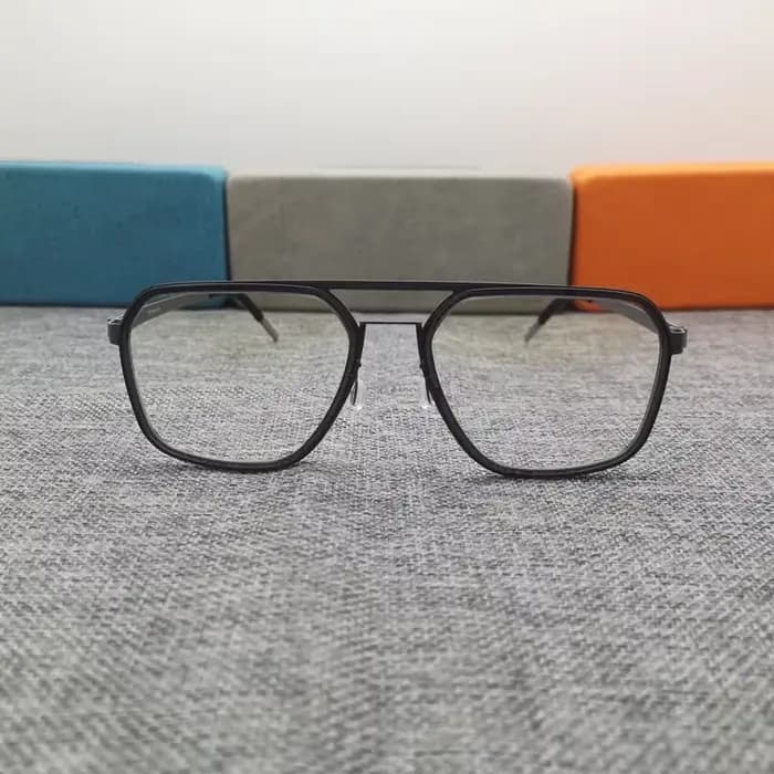 Lunettes carrées ultra-légères à double faisceau en titane pour hommes et femmes