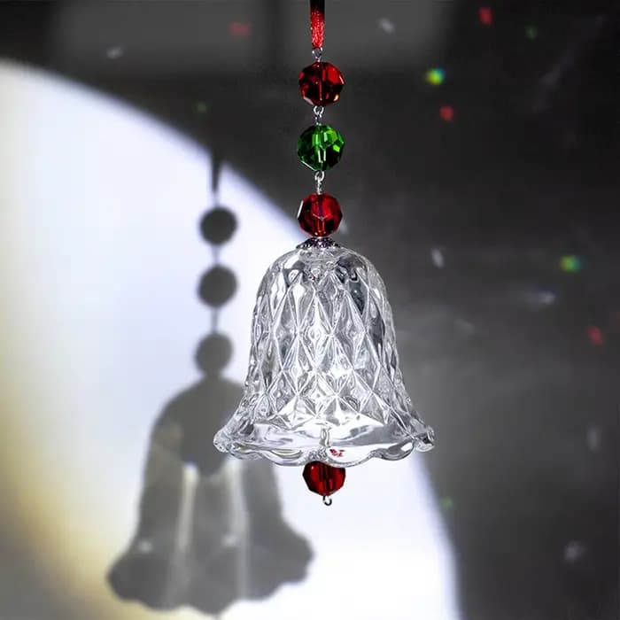 Ornement de fenêtre de carillon éolien en cristal rouge, pendentif de cloche en verre, cadeau de décoration d'arbre de noël de vacances.