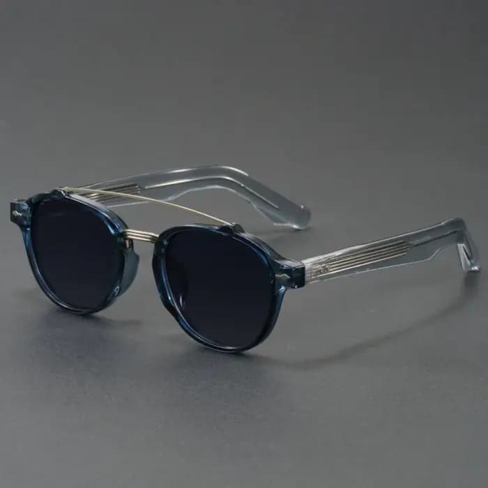 Lunettes de soleil rétro rondes à double pont unisexe