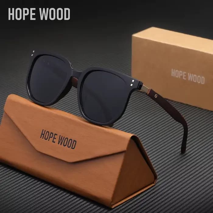 HOPEWOOD Lunettes de soleil vintage en bois grainé pour hommes et femmes