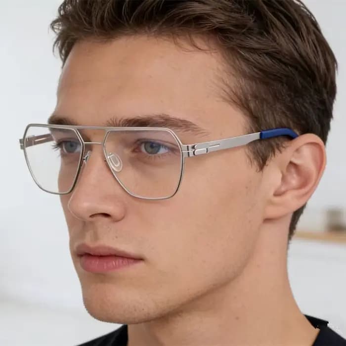 Monture de lunettes sans vis de marque allemande, grande taille pour hommes, style pilote à double pont, lunettes ultra-légères faites à la main pour femmes