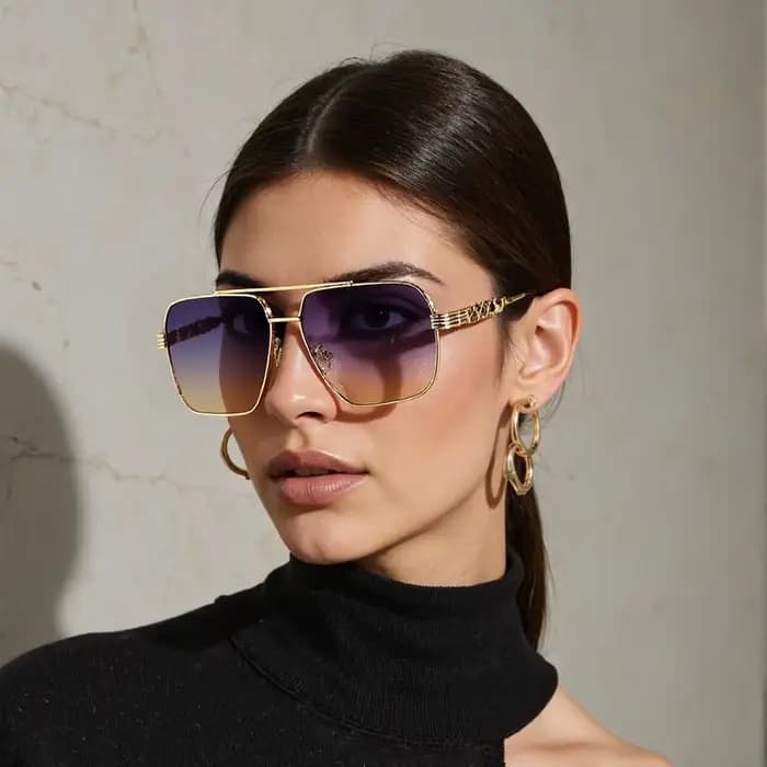 Lunettes de soleil à charnière en métal pour femmes