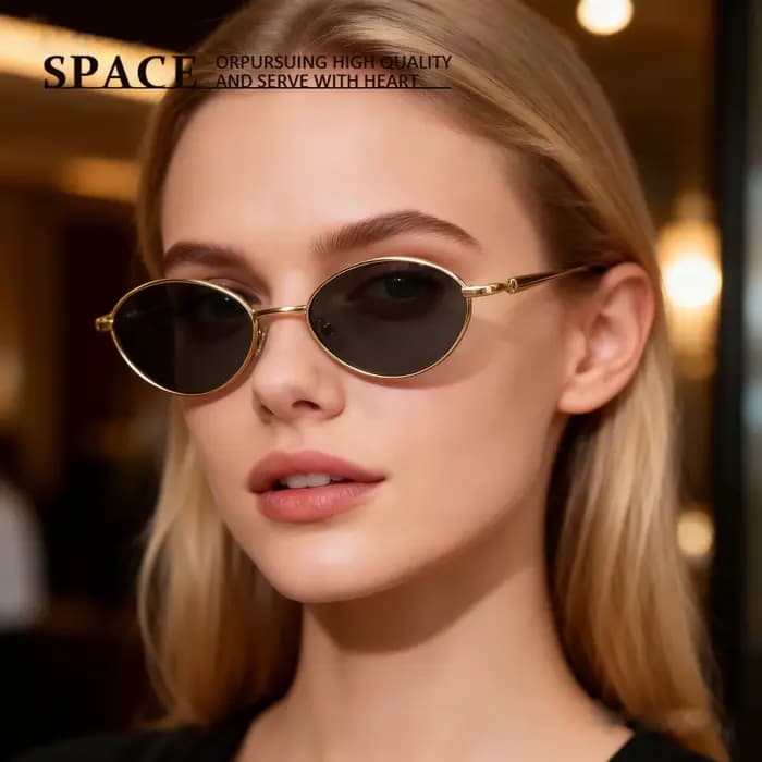 Lunettes de soleil polarisées ovales rétro japonaises de luxe en métal pour hommes et femmes
