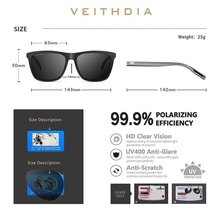 VEITHDIA hommes lunettes de soleil Vintage aluminium + TR90 photochromique polarisé UV400 lentille mode