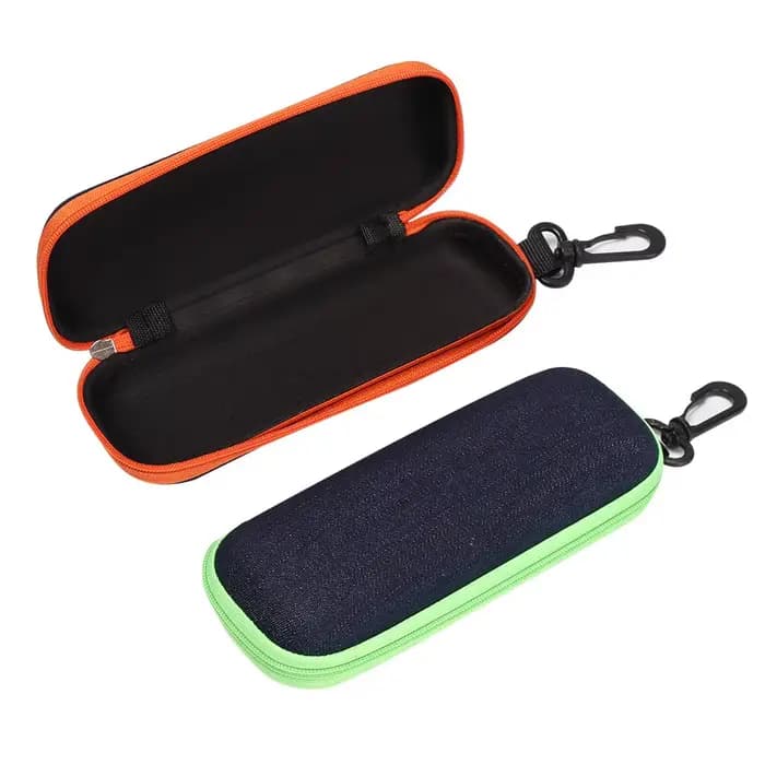 Boîte à lunettes rigide en tissu Denim Portable