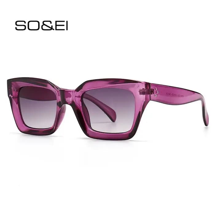 SO & EI mode lunettes de soleil œil de chat femmes marque concepteur rétro carré bleu violet