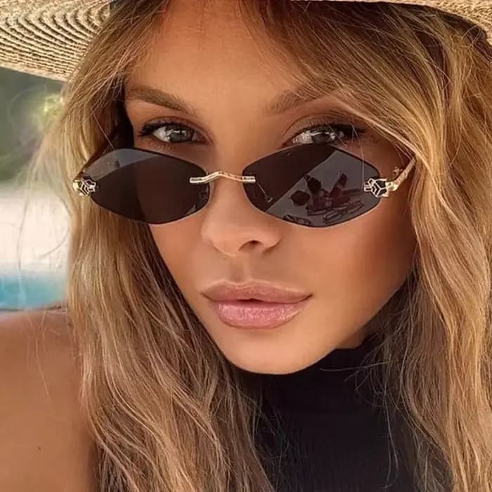 Vintage sans monture losange lunettes de soleil femmes pour hommes 2025 marque de luxe concepteur populaire Punk Hip