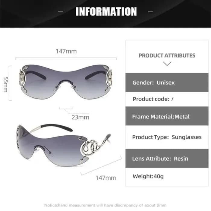 Lunettes de soleil sans monture Y2k pour femme