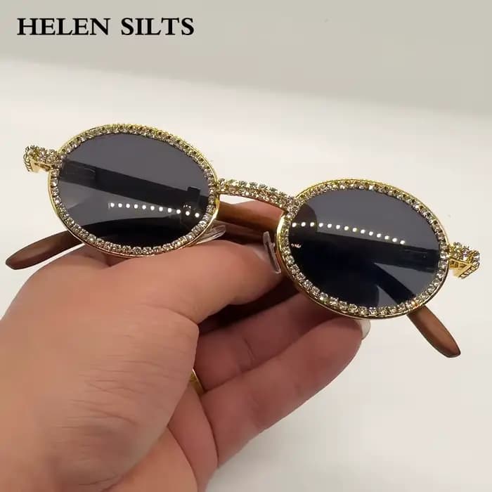 Lunettes de soleil à monture ovale en diamant pour femmes