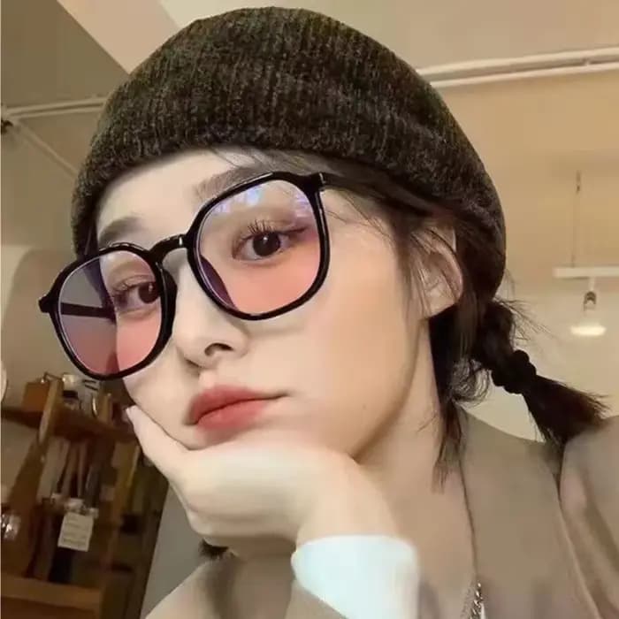 Lunettes surdimensionnées en poudre rose avec blocage de la lumière bleue