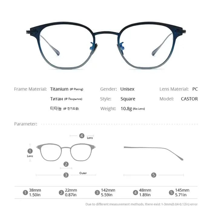 Monture de lunettes en titane pour hommes et femmes