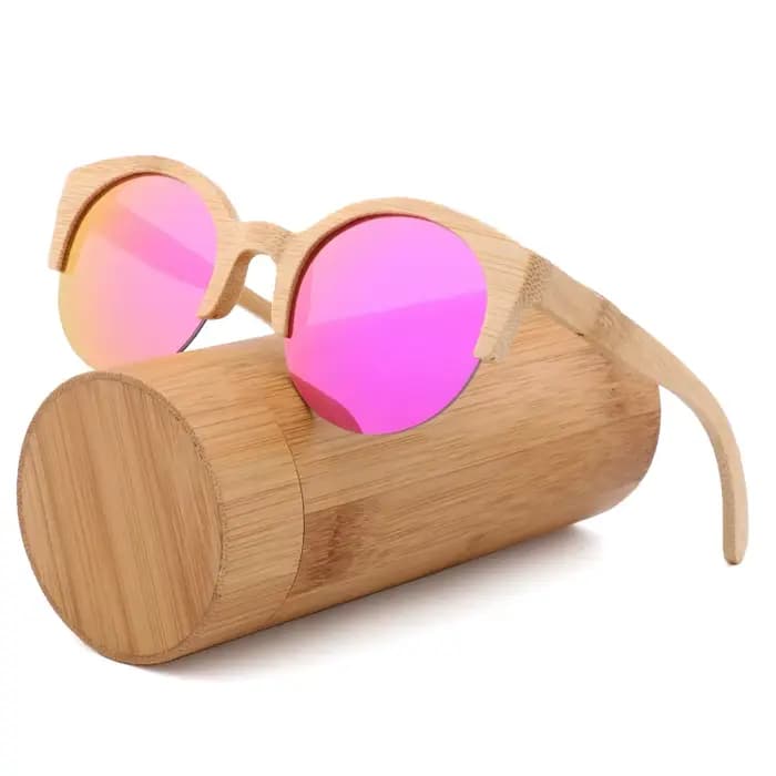 Lunettes de soleil rondes en bois de bambou pour femmes et hommes