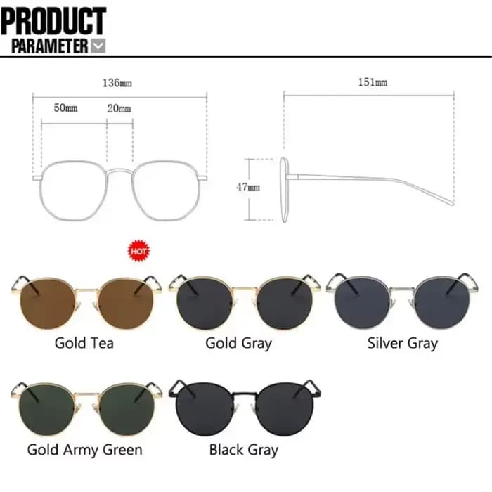 Lunettes de soleil rondes en métal pour femmes et hommes