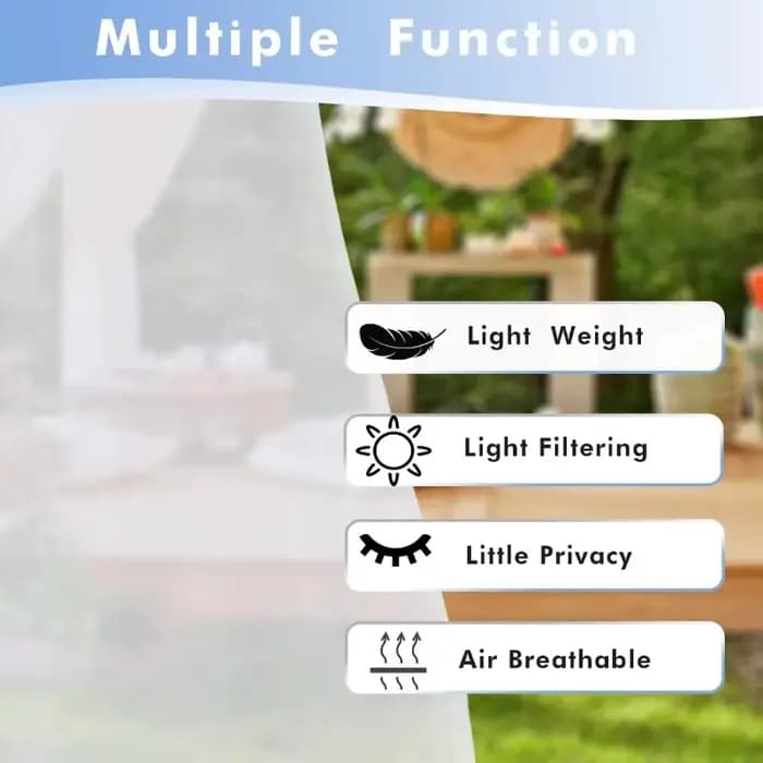 2 rideaux imperméables pour gazebo, voilages transparents pour patio, protection UV, avec passe-tiges pour extérieur, idéal pour jardin, terrasse, balcon