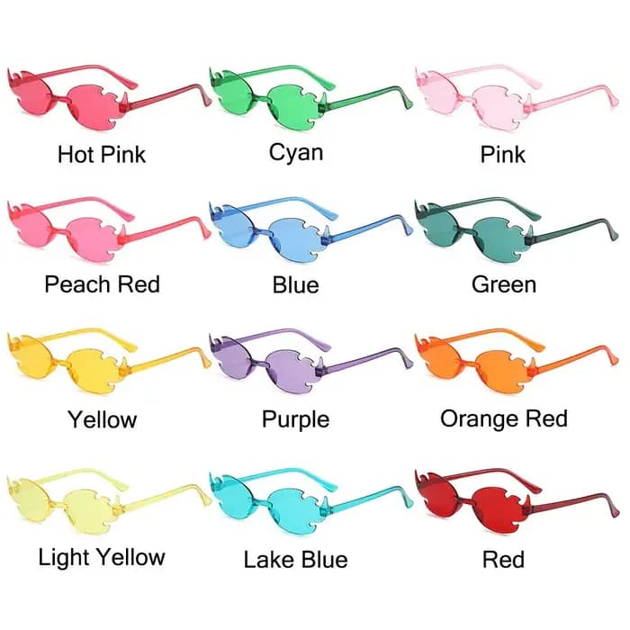 Lunettes de soleil flamme de feu colorées pour femmes et hommes