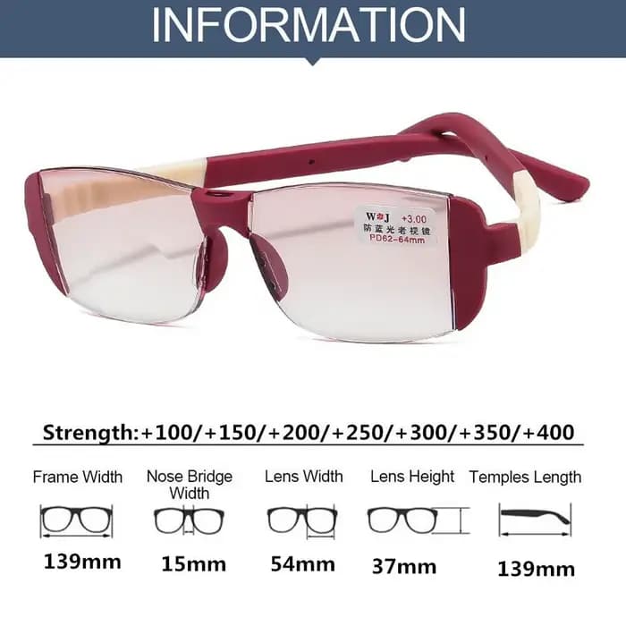 Lunettes de lecture presbytes à demi-monture pour hommes et femmes