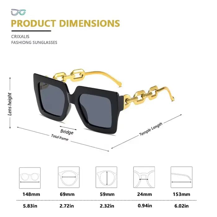 Lunettes de soleil carrées de luxe pour femmes