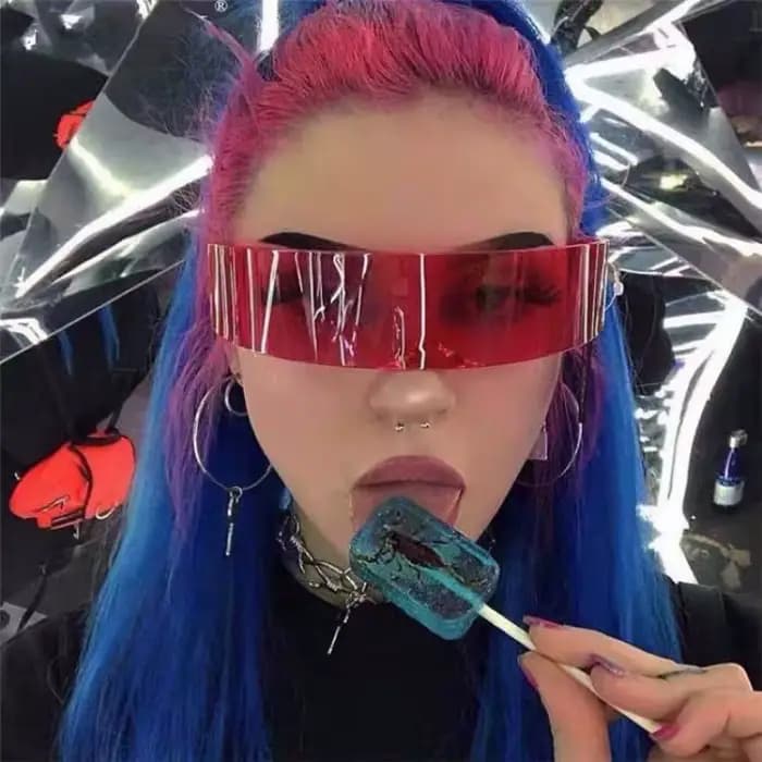 Future Cyberpunk Lunettes De Soleil Sans Monture Rétro