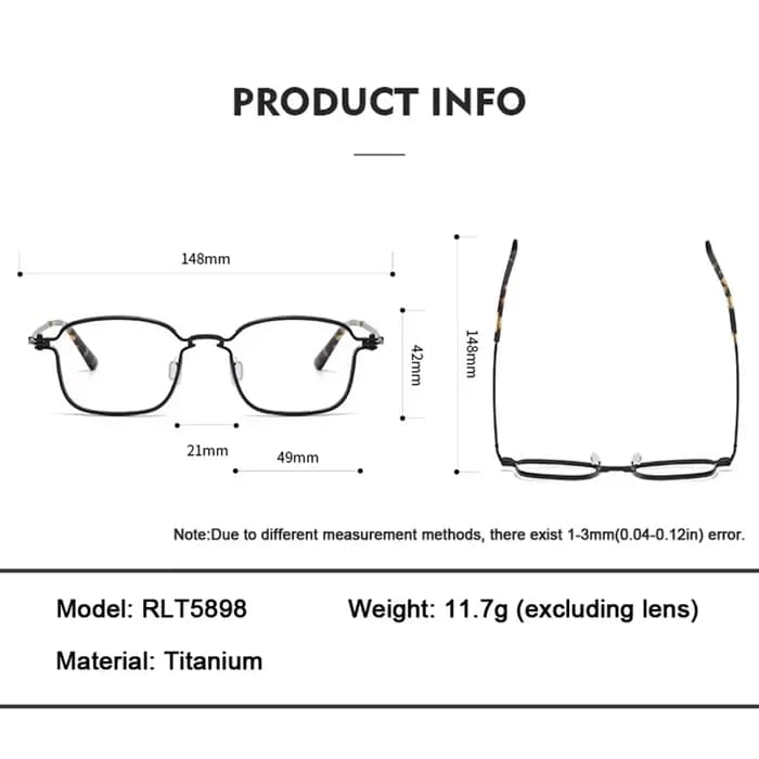 Italie RLT série répliques luxe pur titane cadre carré hommes femmes grand visage lunettes à la main marque Design