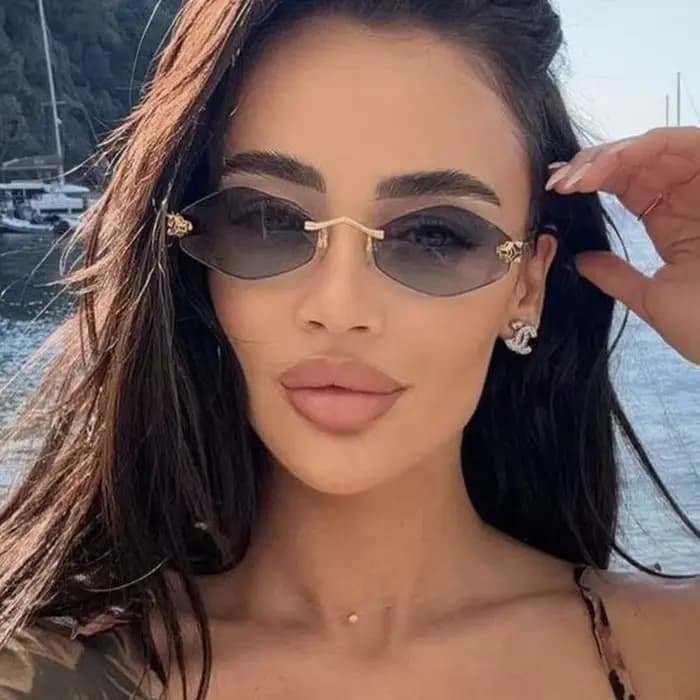 Lunettes de soleil polygone de luxe pour femmes Hipster