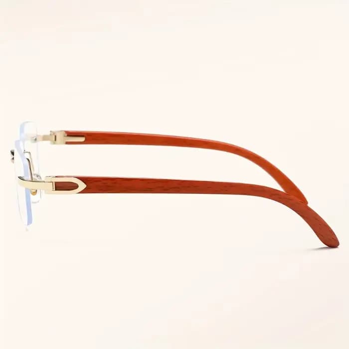 Lunettes à jambes plates en Grain de bois