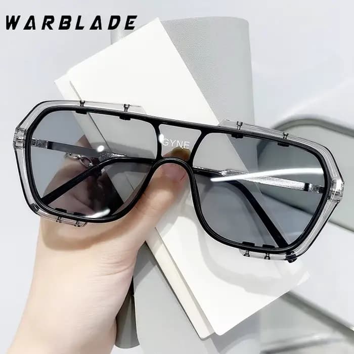 Lunettes de soleil carrées surdimensionnées en métal pour homme et femme