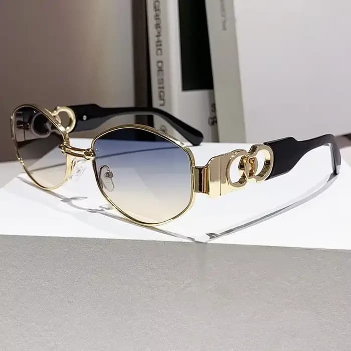 Lunettes de soleil métalliques punk à grande monture
