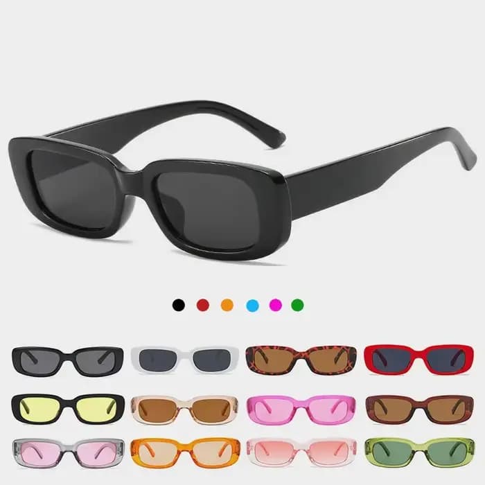 Lunettes de soleil carrées noires vintage pour femme