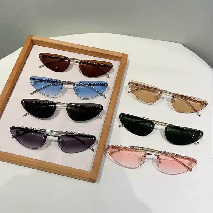 GM LUMIAS lunettes de soleil Triangle sans monture avec perles femmes nouvelle mode Vintage