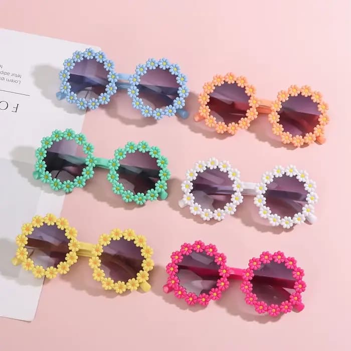 Lunettes de soleil rondes à fleurs pour enfants