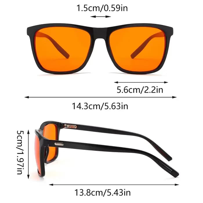 Lunettes classiques anti-lumière bleue à verres orange pour hommes et femmes, monture carrée, pour vision nocturne et protection des yeux contre les écrans.