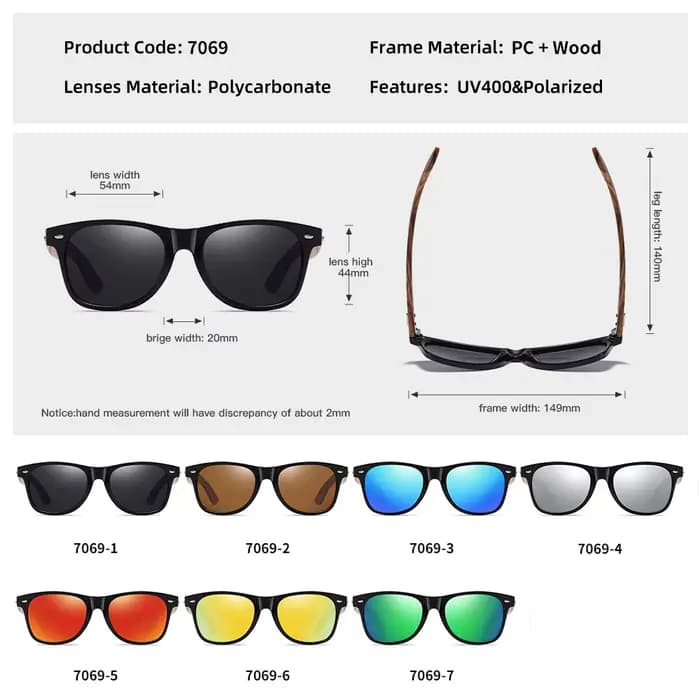 GM marque 2021 mode 100% fait à la main en bois naturel hommes lunettes de soleil polarisées