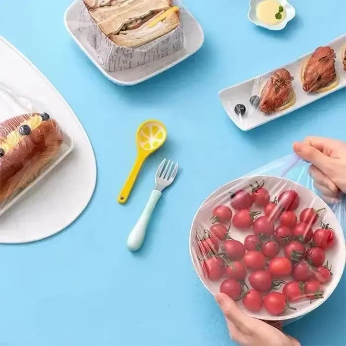 Couvercles alimentaires élastiques pour cuisine, 100 pièces, Film Transparent, couvercles de bol en plastique jetables, stockage de fruits, enveloppes d'étanchéité de fraîcheur