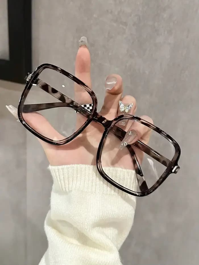 Lunettes carrées surdimensionnées sans Prescription