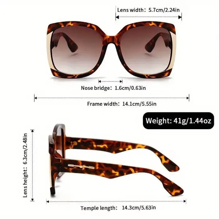 Lunettes de soleil carrées surdimensionnées pour femmes – Cadre PC antireflet et durable avec charnières métalliques – Parfaites pour la plage et les voyages