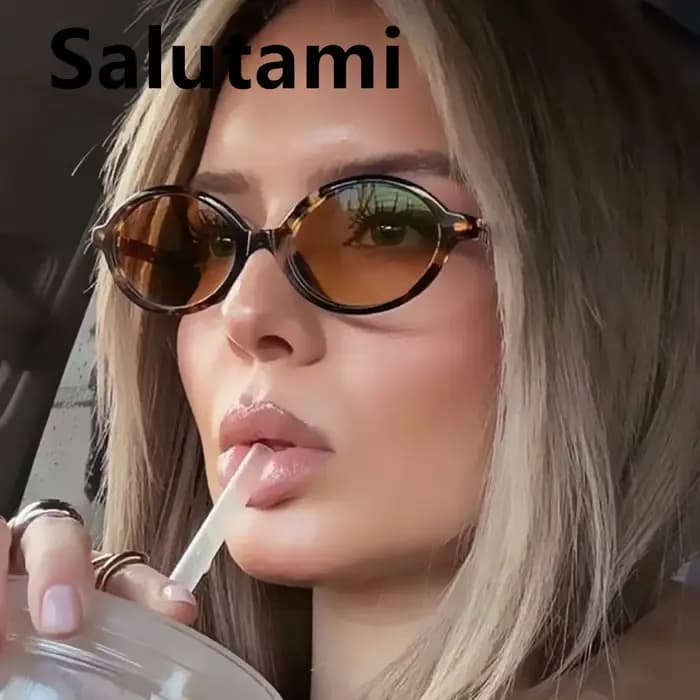 Lunettes de soleil Vintage ovales léopard noir pour femmes