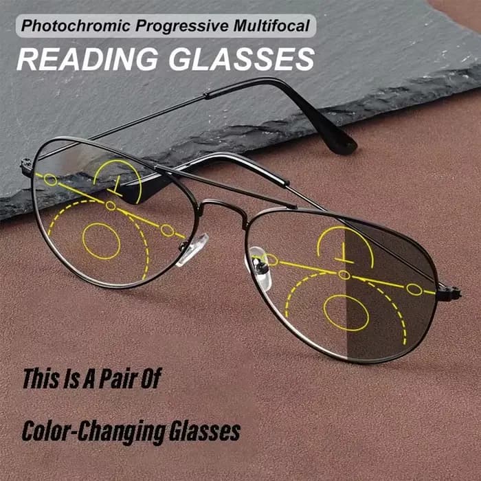 Lunettes de lecture multifocales photochromiques de style décontracté pour hommes