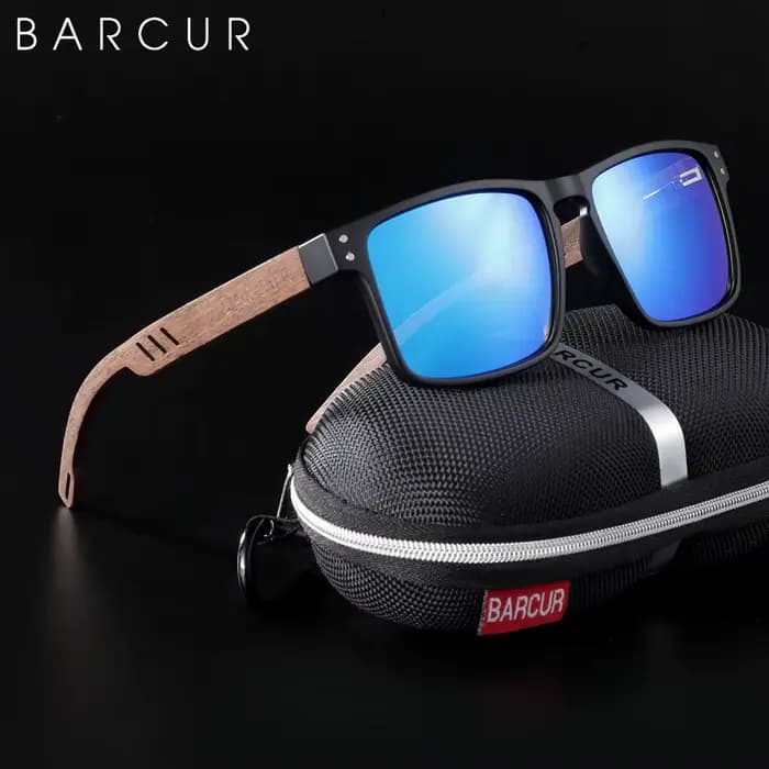 Lunettes de soleil polarisées en bois naturel pour hommes