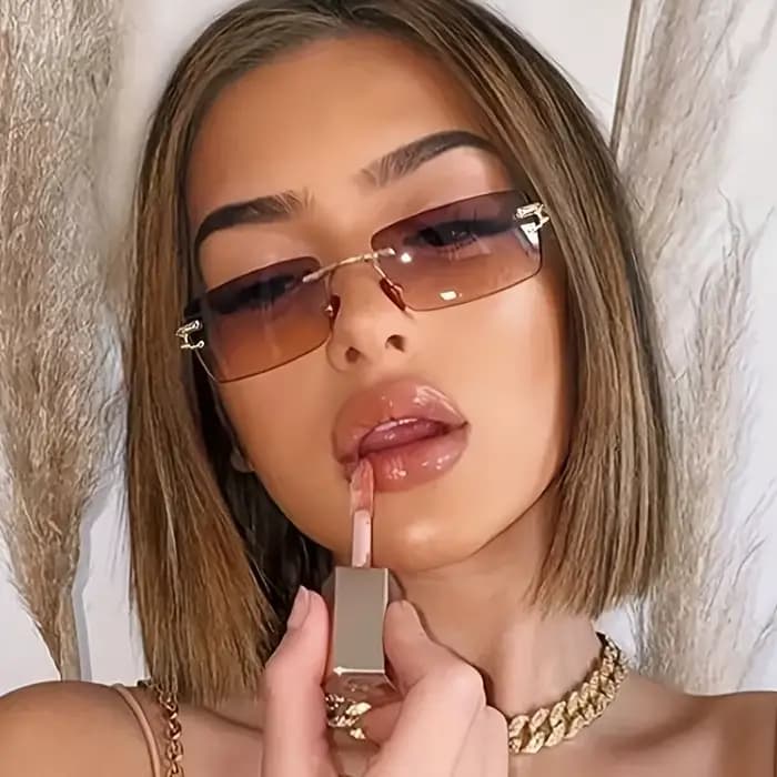Lunettes élégantes à la mode dégradées sans cadre pour femmes